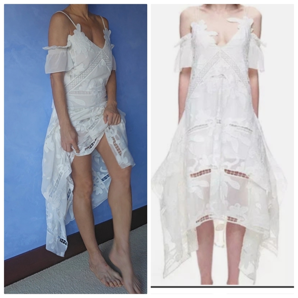 Nwt Self Portrait PLY Cloud White Lace Romantic Demure Maxi Midi Dress  2